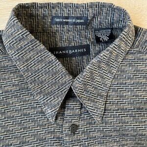 Jhane Barnes Vintage 90s Geometric Print Collared Shirt Size L 100% Cotton*M10